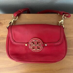 Tory Burch Amanda Leather Mini Crossbody Bag Red